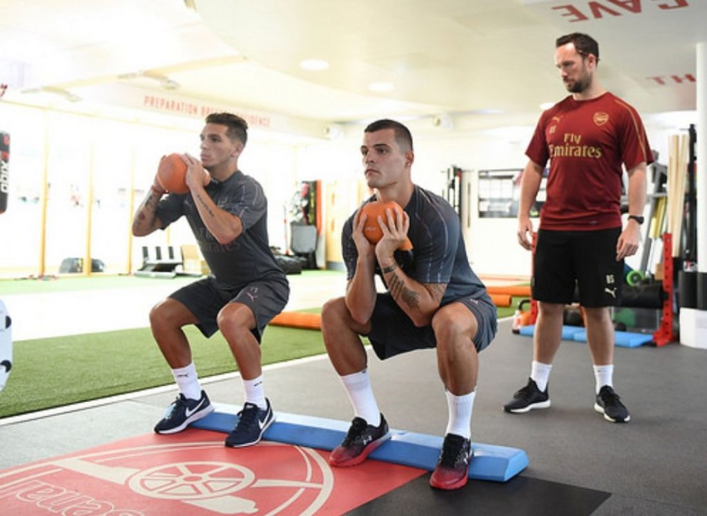 Lucas-Torreira-Granit-Xhaka-Arsenal-training